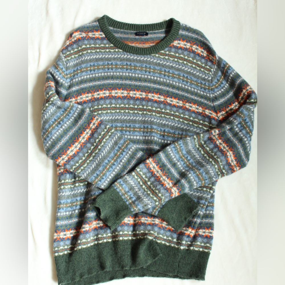 J. Crew women’s Striped Crewneck Sweater - Green, Blue, Orange